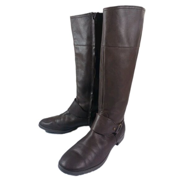 Ralph Lauren Womens 8.5 Sulita Brown Leather Equestrian Harness Riding Boots - Picture 2 of 9